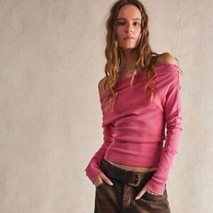 Free People Pink Off-Shoulder Blouse